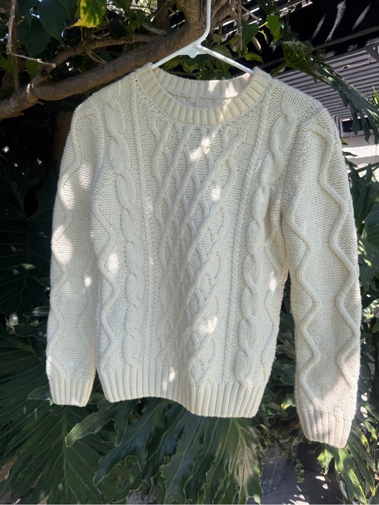 Boast Sweaters - 100% WOOL Boast Cream Cable-Knit Crewneck Sweater - Women
